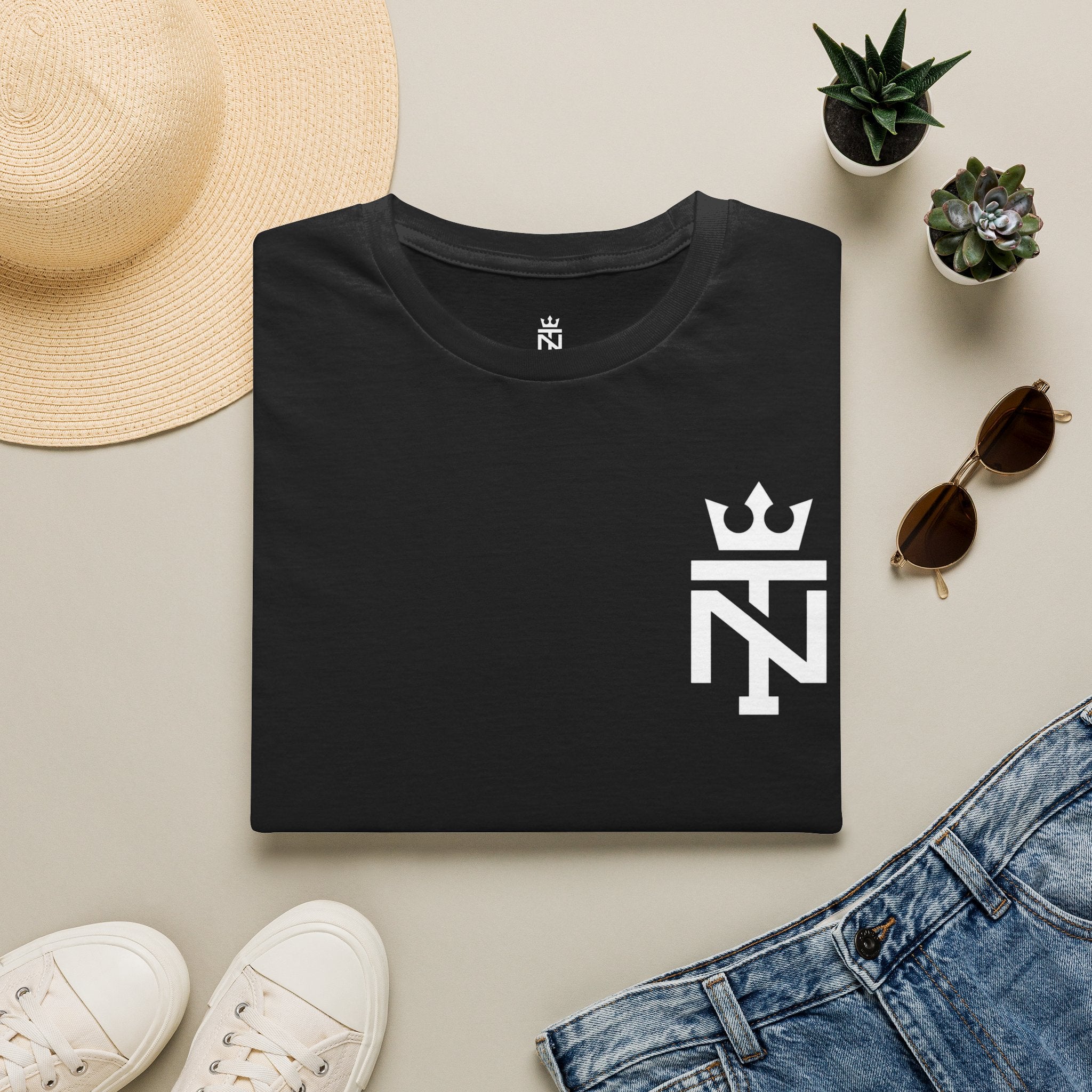 Crown N Logo T‑Shirt — Minimalist Monogram Tee